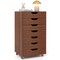 7-Drawer Tall Organizer Cabinet with Cut-Out Handles and Swivel Wheels Ideal for Bedroom and Office